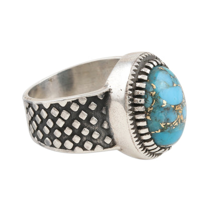 Majestic Allure Composite Turquoise and Sterling Silver Men's Ring