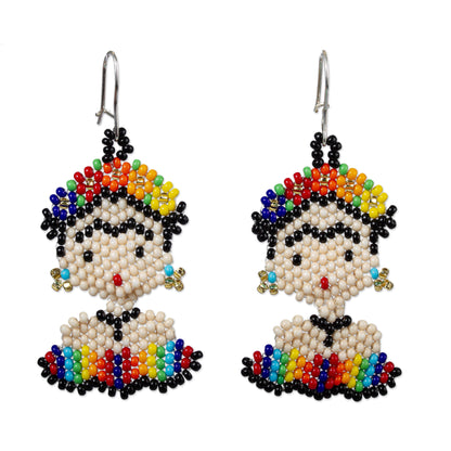 Rainbow Frida Handmade Multicolored Beaded Frida Earrings