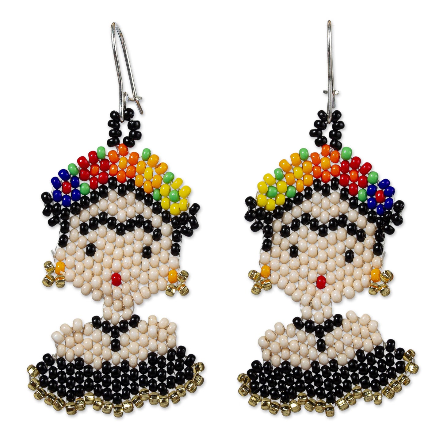 Frida in Black Handmade Beaded Frida Dangle Earrings