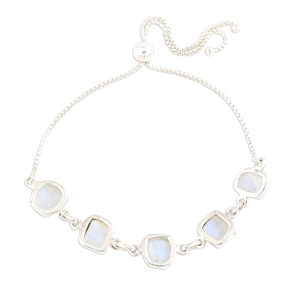 Modern Harmony Freeform Rainbow Moonstone Link Bracelet