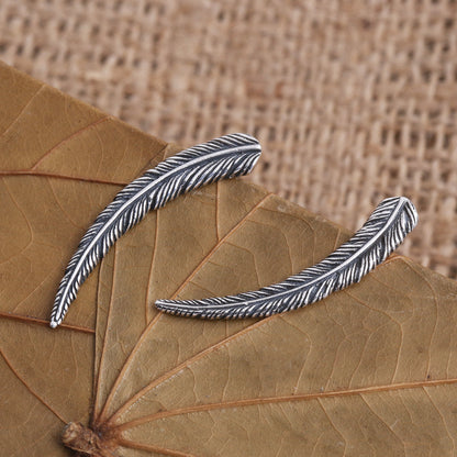 Coconut Leaf Ear Climber Earrings in Sterling Silver