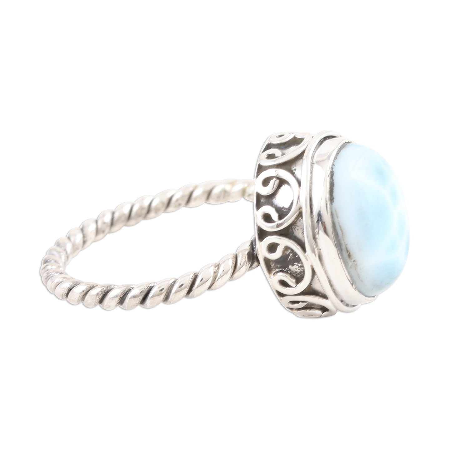 Endless Summer Sky Oval Larimar Cabochon Sterling Silver Ring