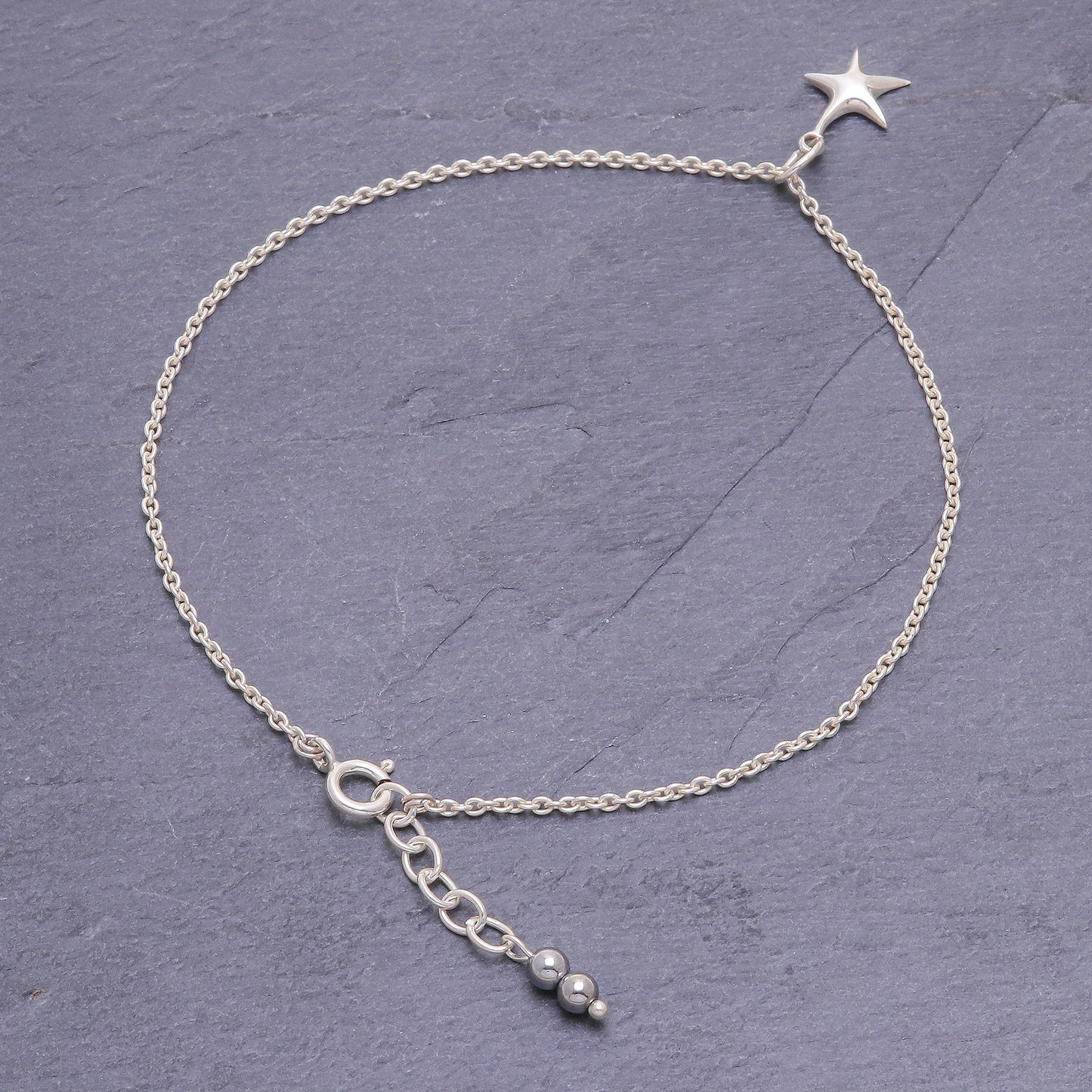 Sea Starfish Sterling Silver Starfish Hematite Ankle Bracelet