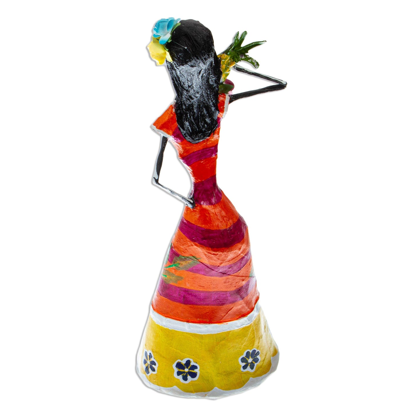 Catrina with Pineapple Day of the Dead Catrina Papier Mache Statuette