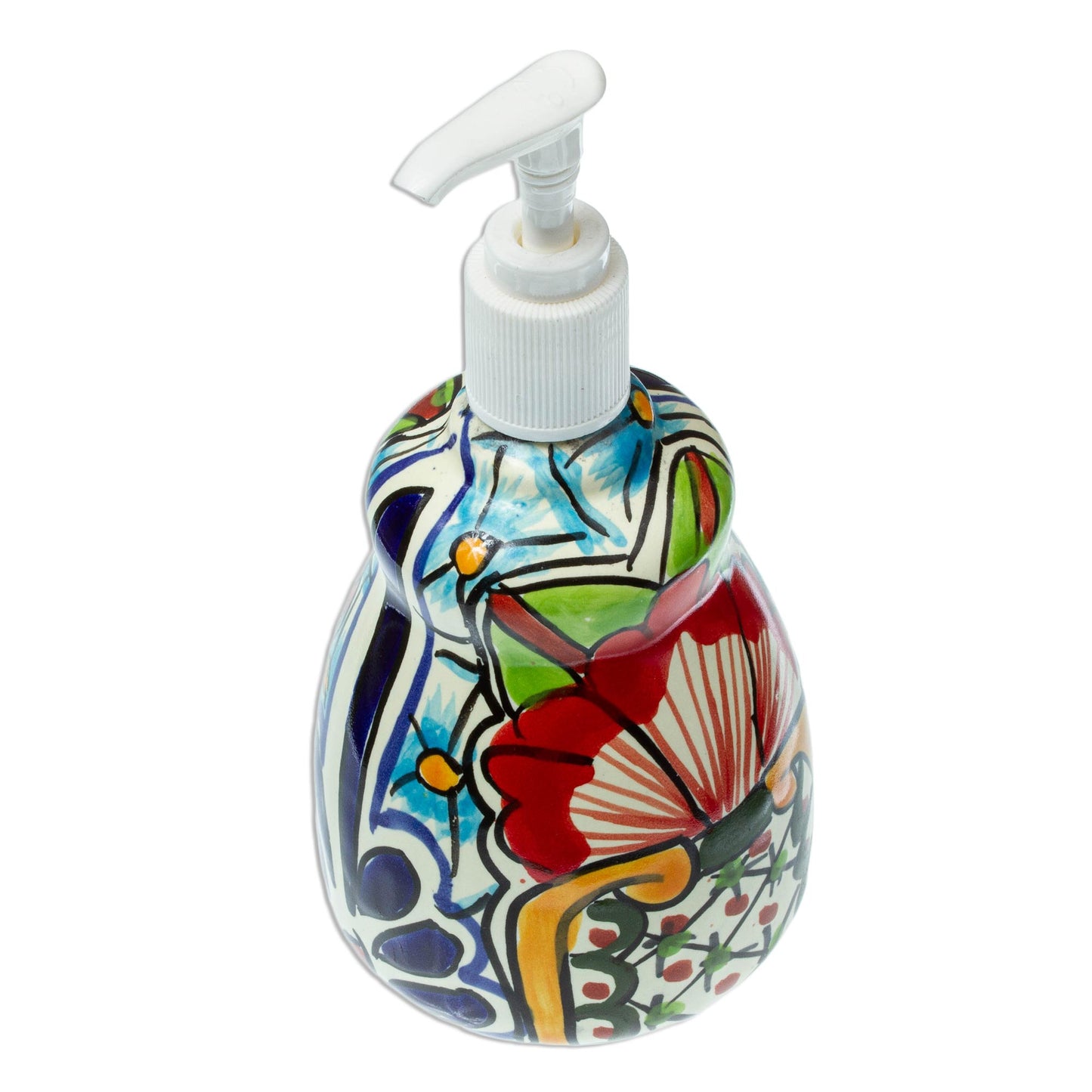 Talavera Bouquet Talavera-Style Ceramic Liquid Soap Dispenser
