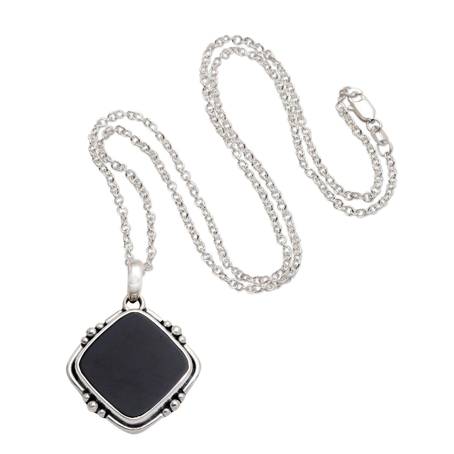 On Guard Black Onyx Sterling Silver Pendant Necklace