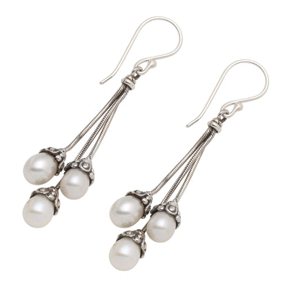 Manifest Destiny Sterling Silver and Freshwater Pearl Dangle Earrings