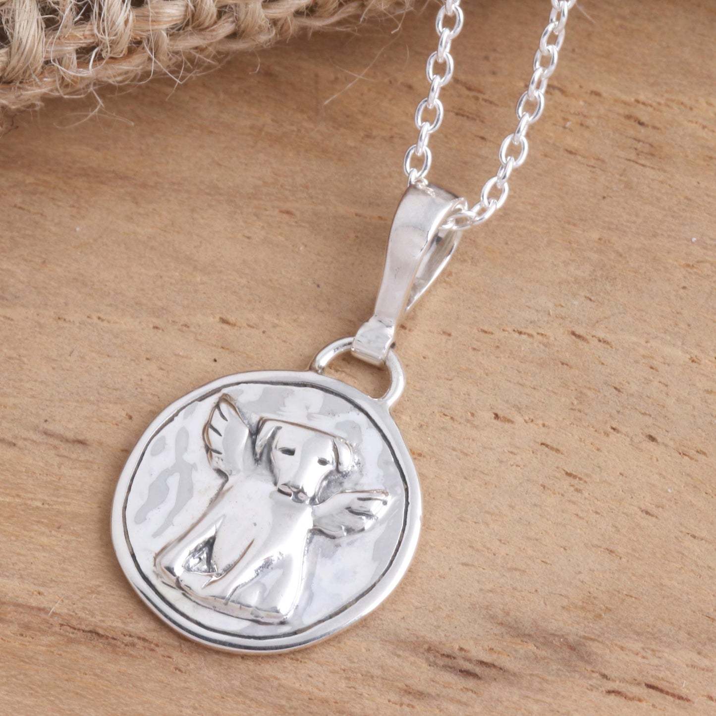 Really Good Boy Sterling Silver Pendant Necklace Angel Dog