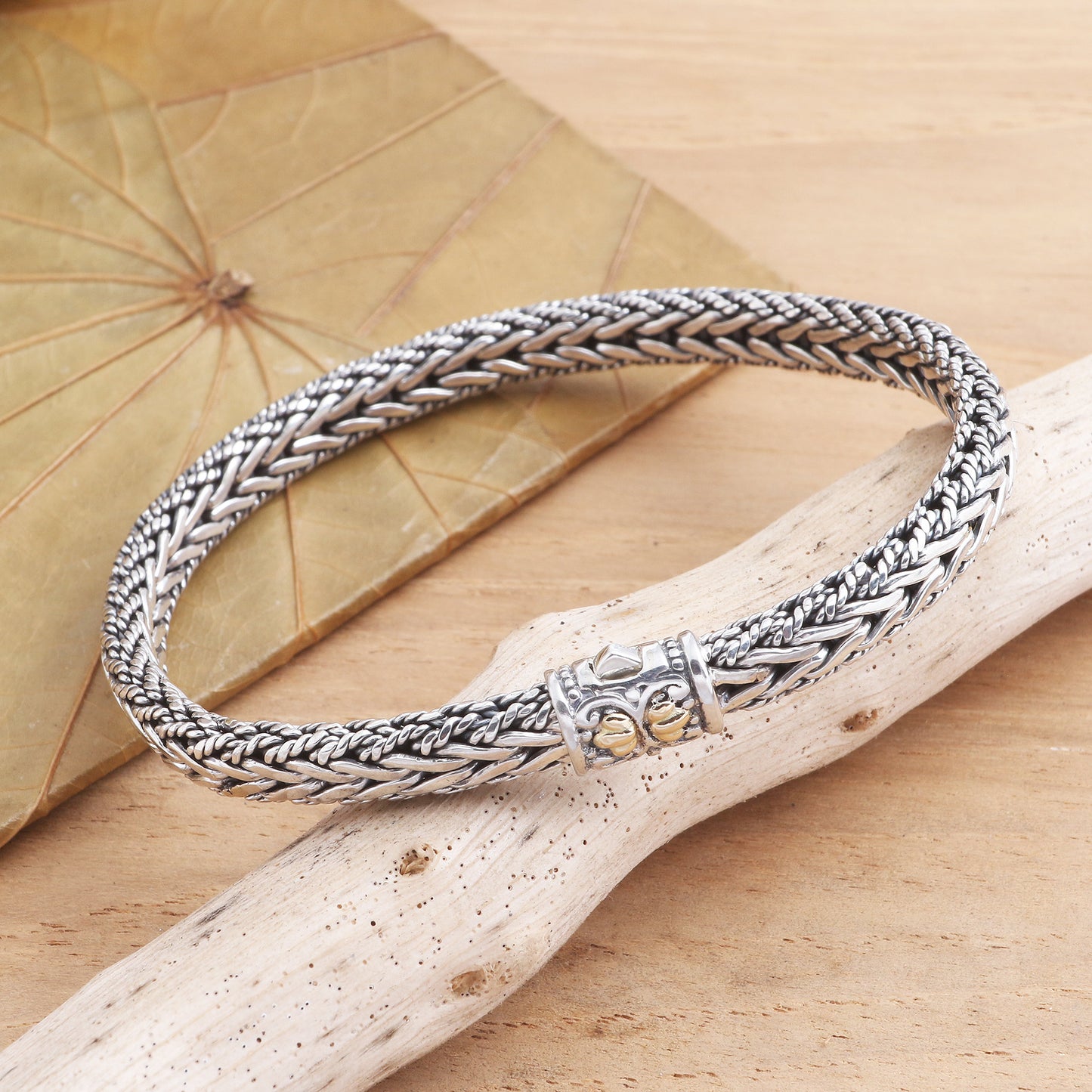 Well Known Handmade Sterling Silver and Gold Accented Braided Bracelet