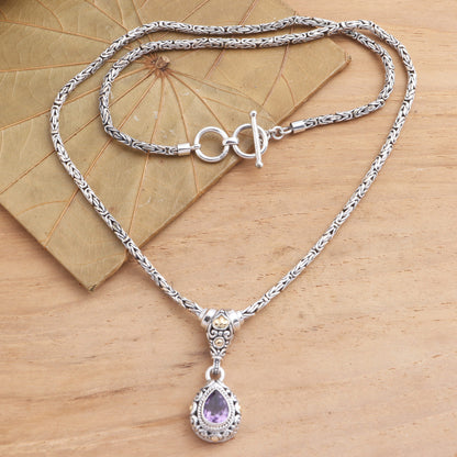 Alluring Danger in Purple Gold Accented Sterling Silver Amethyst Pendant Necklace