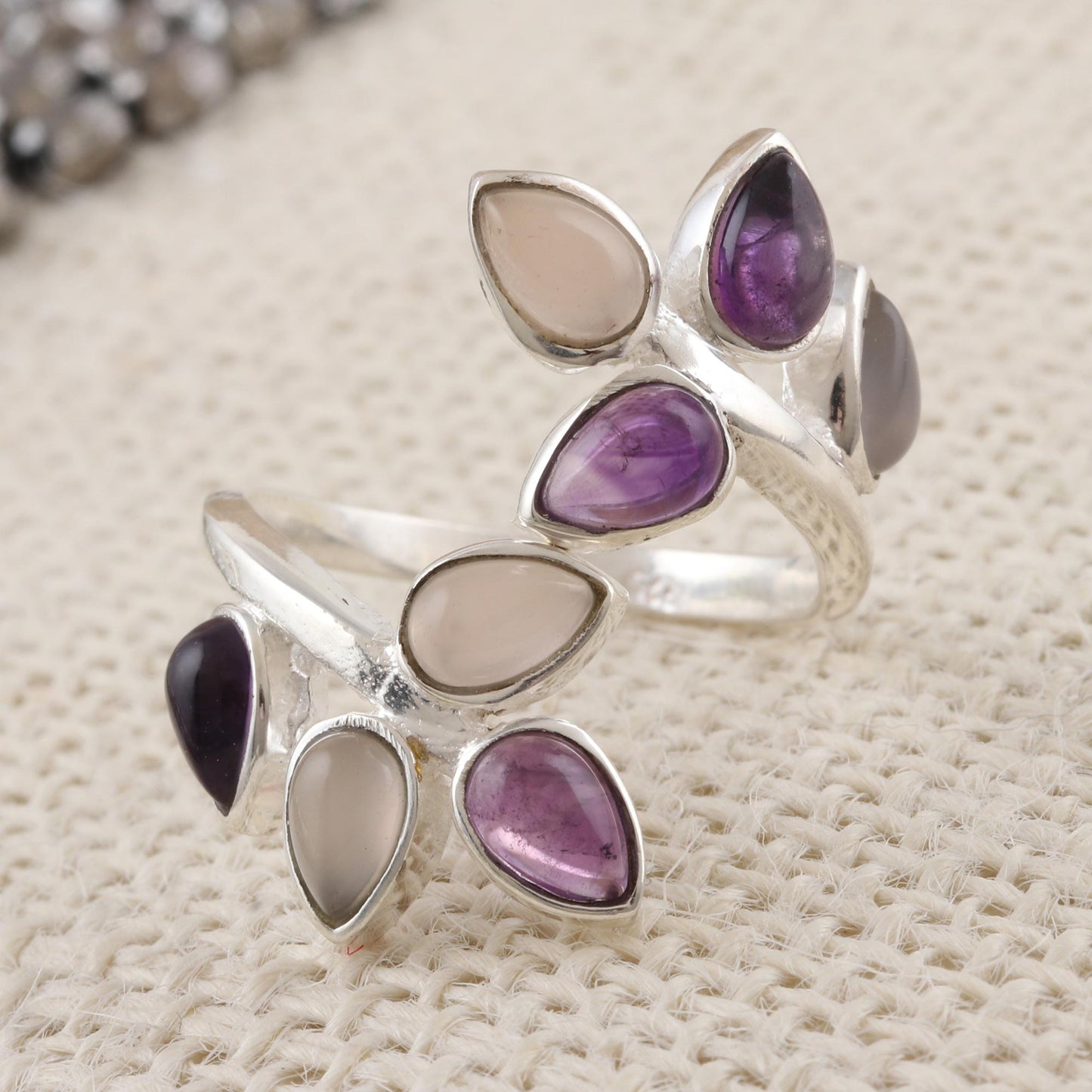 Leafy Glory Gemstone Cocktail Ring in Sterling Silver