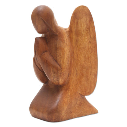 Angelic Prayer Praying Angel Suar Wood Hand Carved Statuette