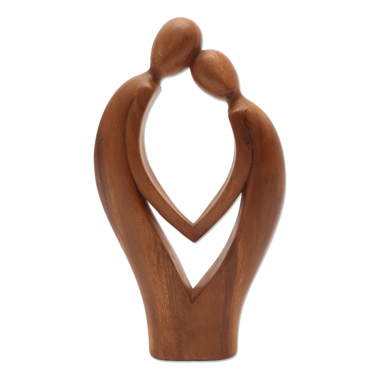 Commitment Hand Carved Suar Wood Couple Sculpture