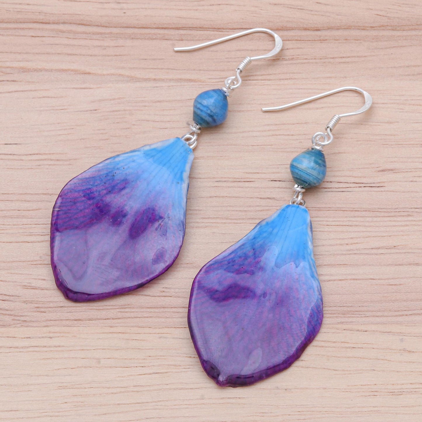 Forever Orchid in Blue Blue Orchid Petal Earrings from Thailand