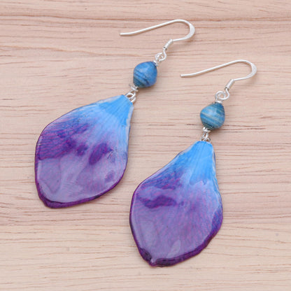 Forever Orchid in Blue Blue Orchid Petal Earrings from Thailand