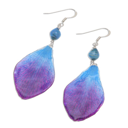 Forever Orchid in Blue Blue Orchid Petal Earrings from Thailand