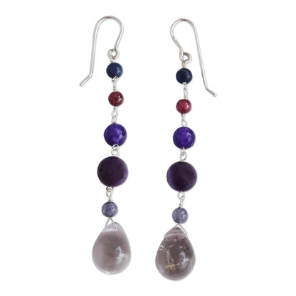 Balance and Calm Multi-Gemstone Long Dangle Earrings