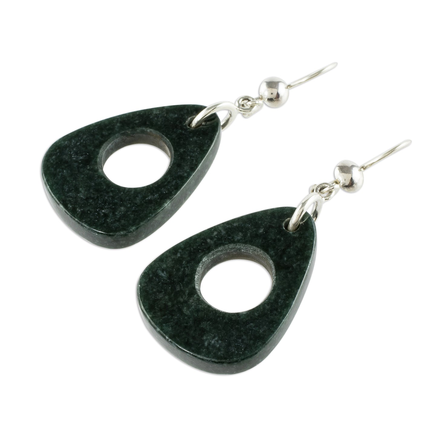 Strum in Dark Green Natural Green Jade Dangle Earrings