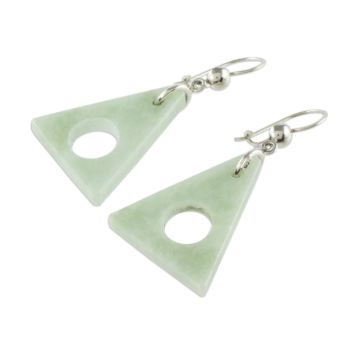 Angularity in Light Green Light Green Jade Triangle Earrings