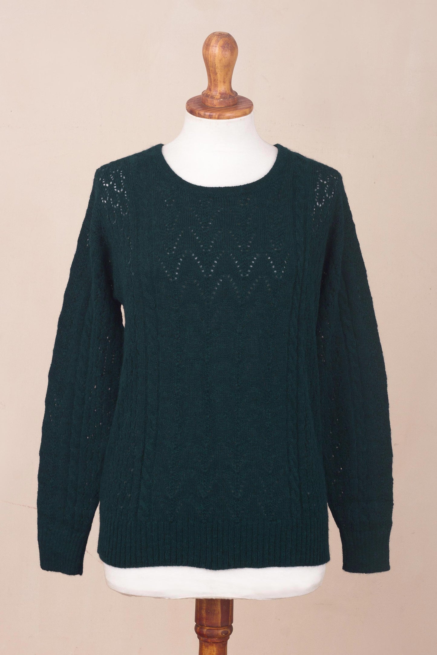 Teal Charm Forest Spruce Teal Baby Alpaca Pullover Sweater