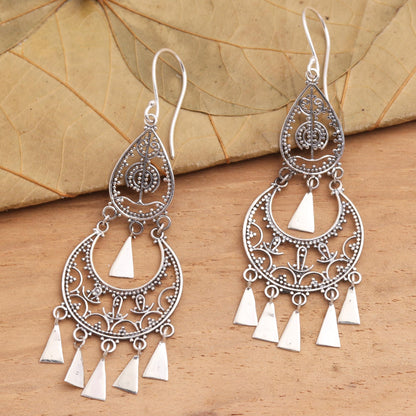 Lady Glamour Sterling Silver Chandelier Dangle Earrings