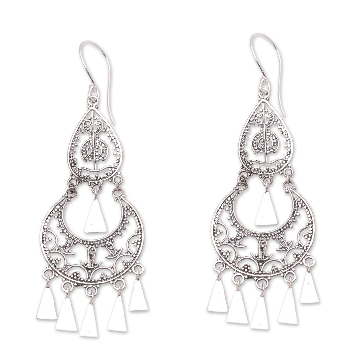 Lady Glamour Sterling Silver Chandelier Dangle Earrings