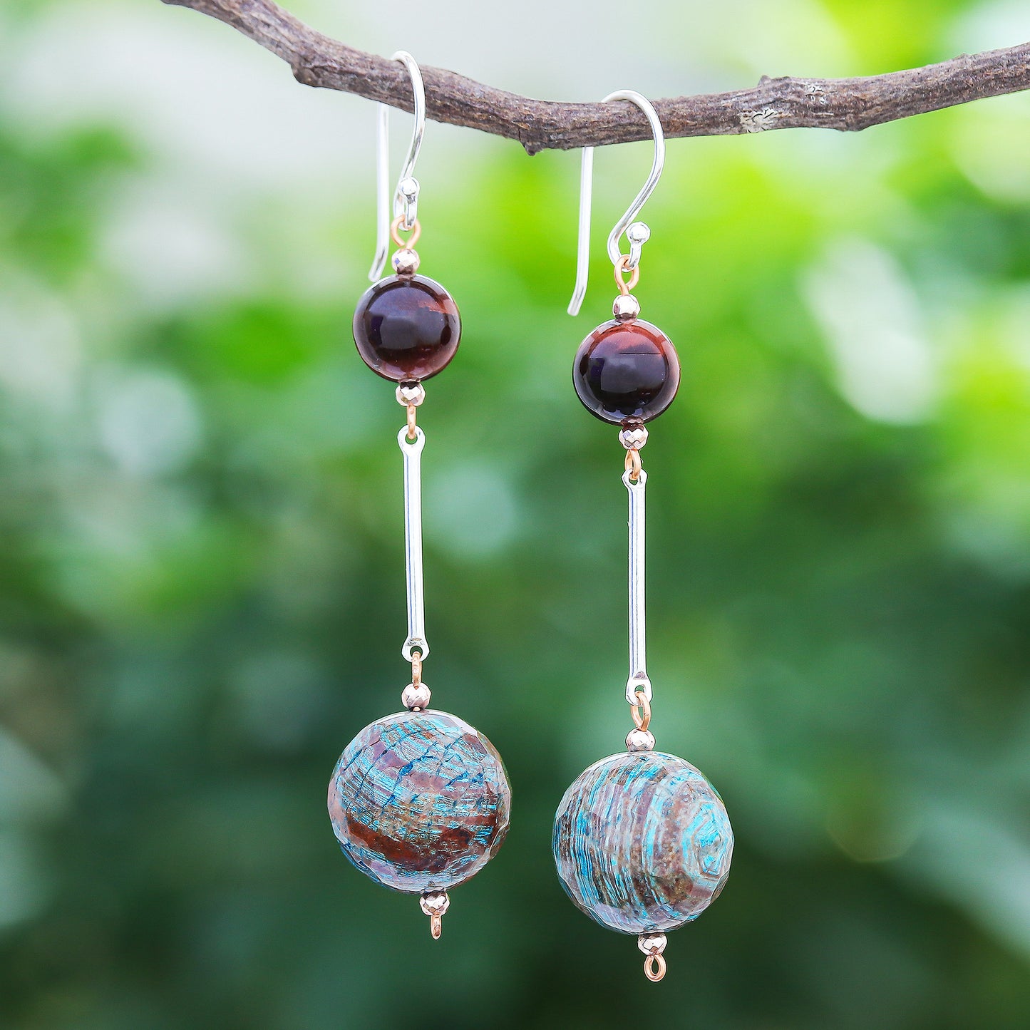 Earthly Love Jasper and Tiger's Eye Dangle Earrings