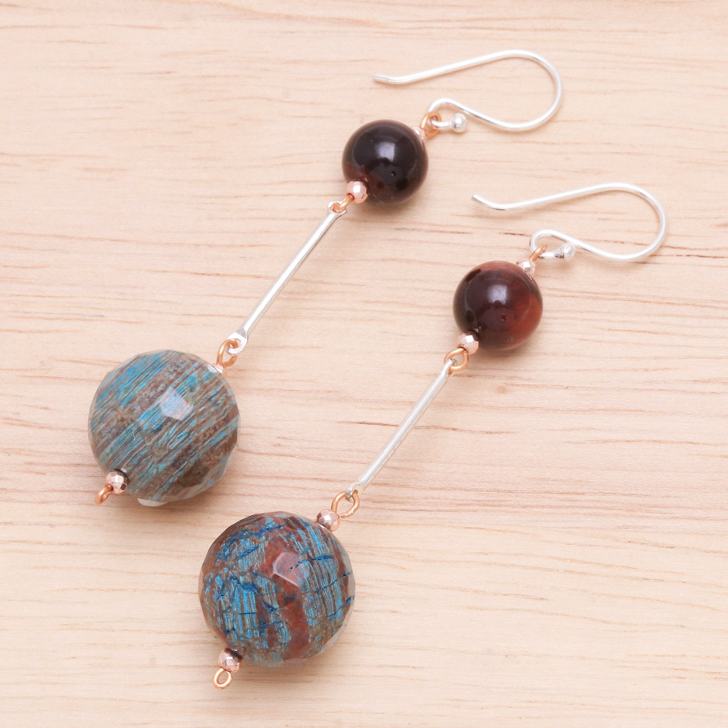 Earthly Love Jasper and Tiger's Eye Dangle Earrings