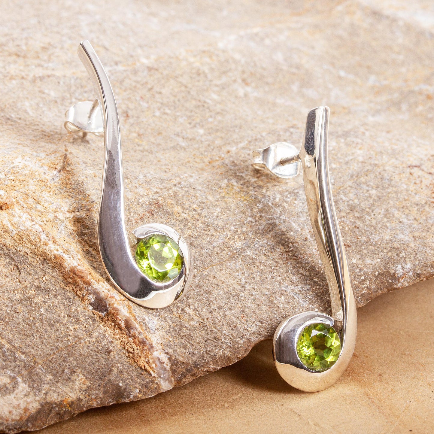 Embrace Contemporary Peridot Drop Earrings