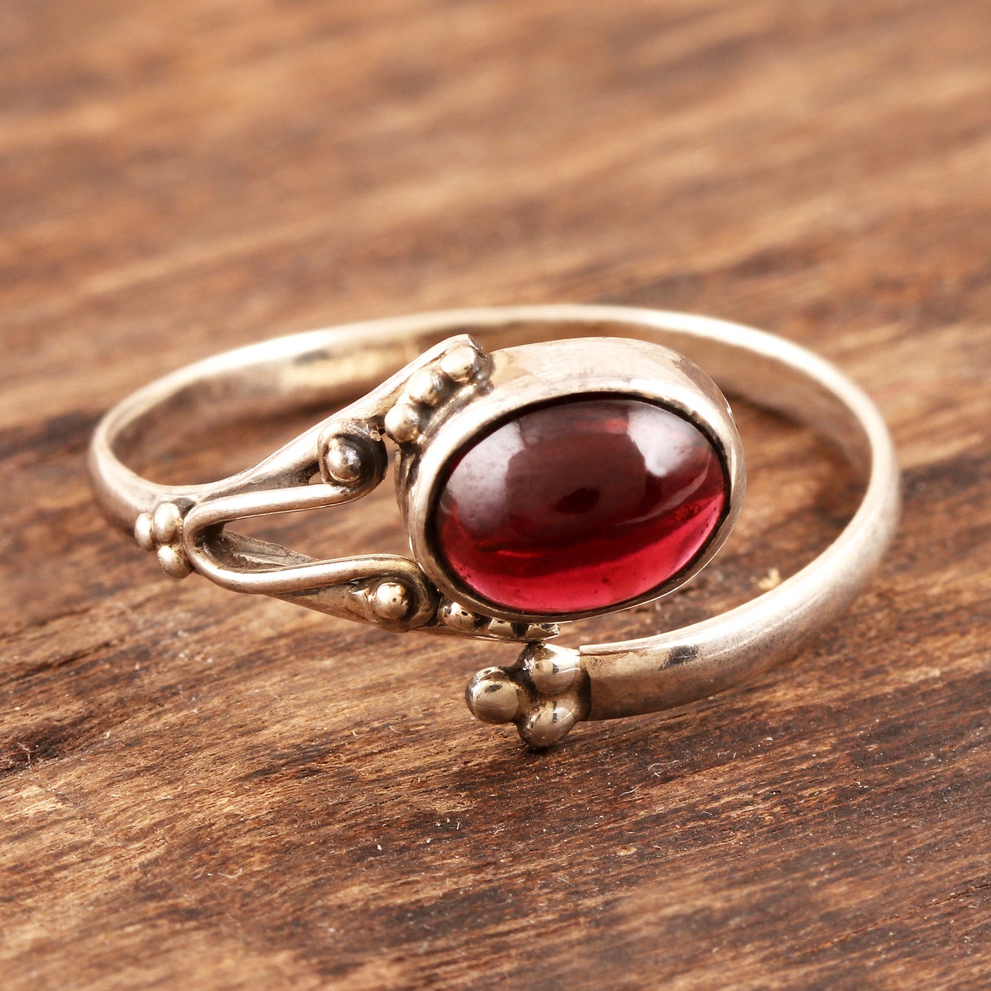 Wrapped in Red Handmade Garnet and Sterling Silver Wrap Ring