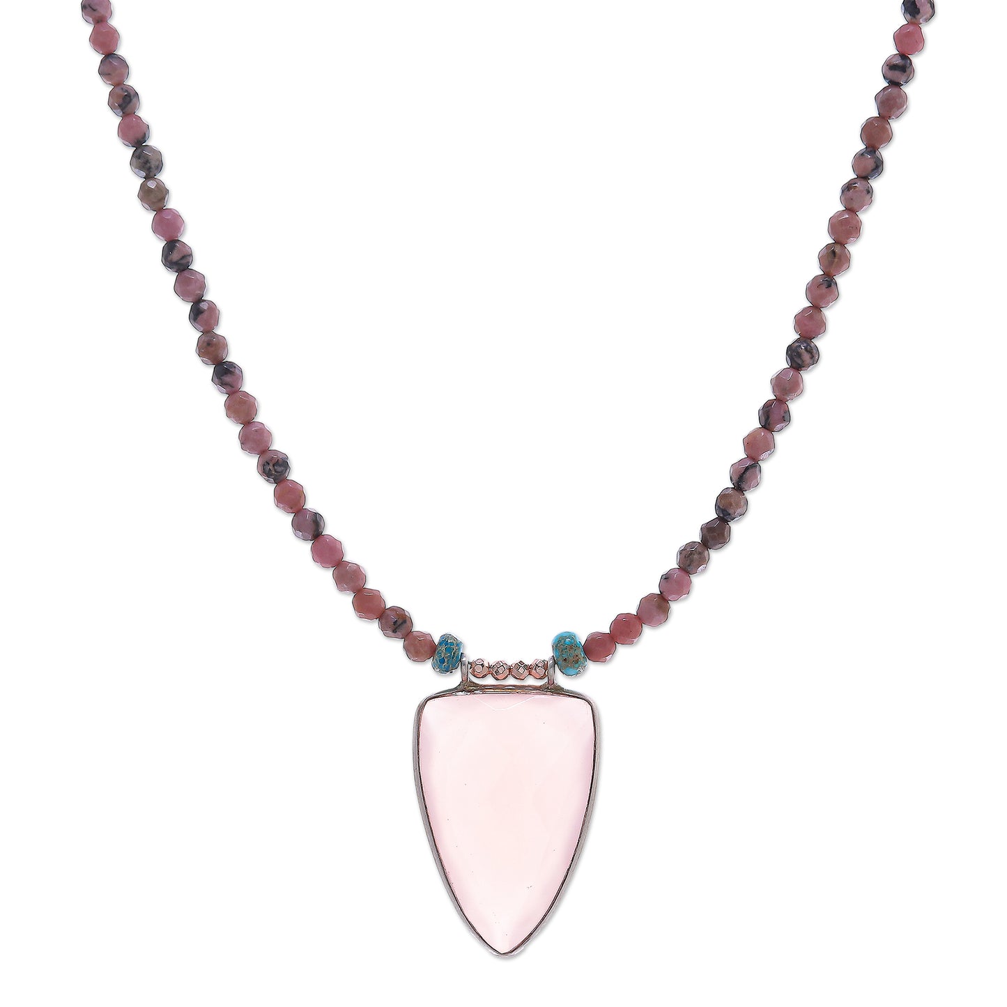 Pink Chill Rose Gold-Plated Rhodonite and Chalcedony Pendant Necklace