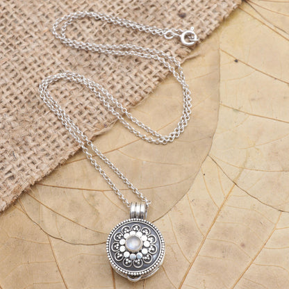 Secret Stone Rainbow Moonstone and Sterling Silver Locket Necklace