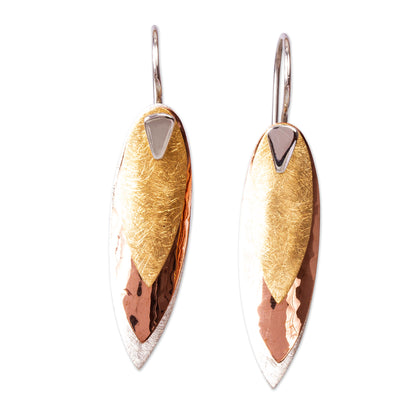 Nature's Enchantment Mexican 925 Sterling Silver Gold & Copper Earrings