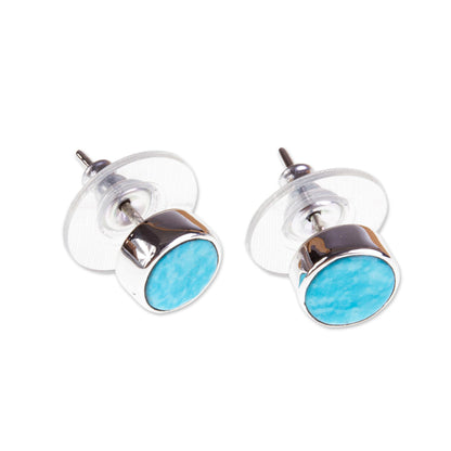 Sea Meets Sky Taxco Sterling Silver and Natural Turquoise Stud Earrings