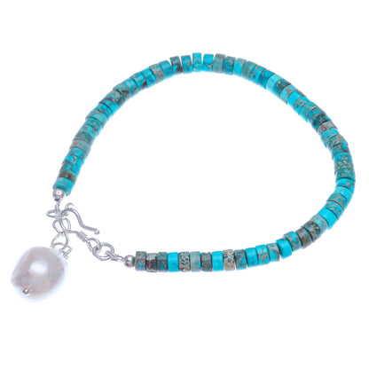 Sea Realm Cultured Freshwater Pearl and Silver Beaded Bracelet