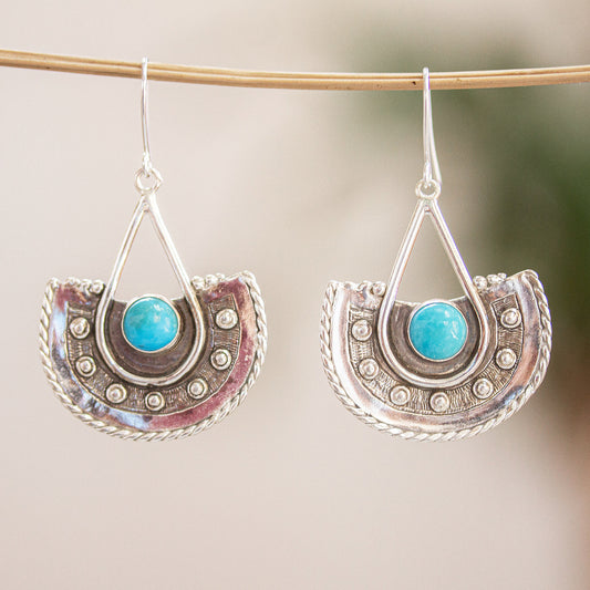 Turquoise Candy Sterling Silver and Turquoise Dangle Earrings from Mexico