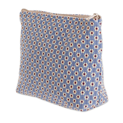 Blue Ditsy Floral Cotton Cosmetic Bag