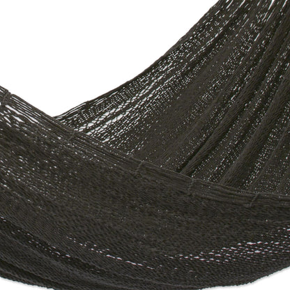 Uxmal Night Handmade Black Rope Hammock (Triple)