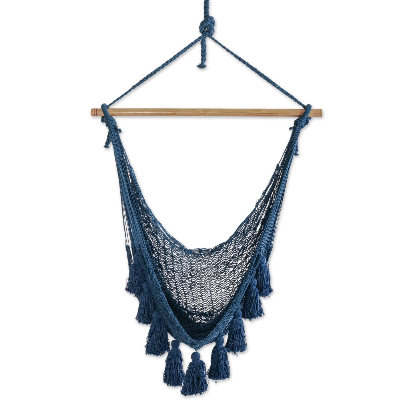 Ocean Seat Blue Cotton Mayan Hammock Swing from Mexico (Single)