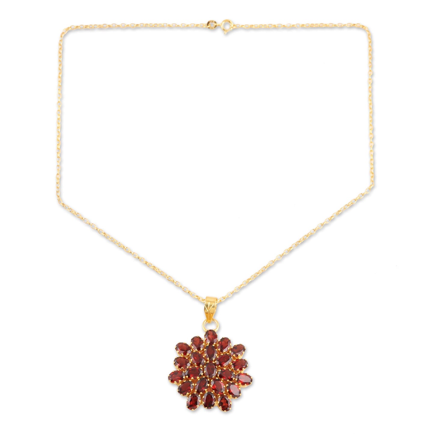 Radiant Sign Gold-Plated Sterling Silver Garnet Pendant Necklace