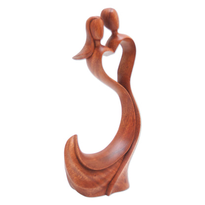 Sway with Me Hand Made Heart-Themed Suar Wood Sculpture