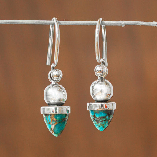 Blue And Golden Pendulums Pendulum-Shaped Taxco Dangle Earrings from Mexico