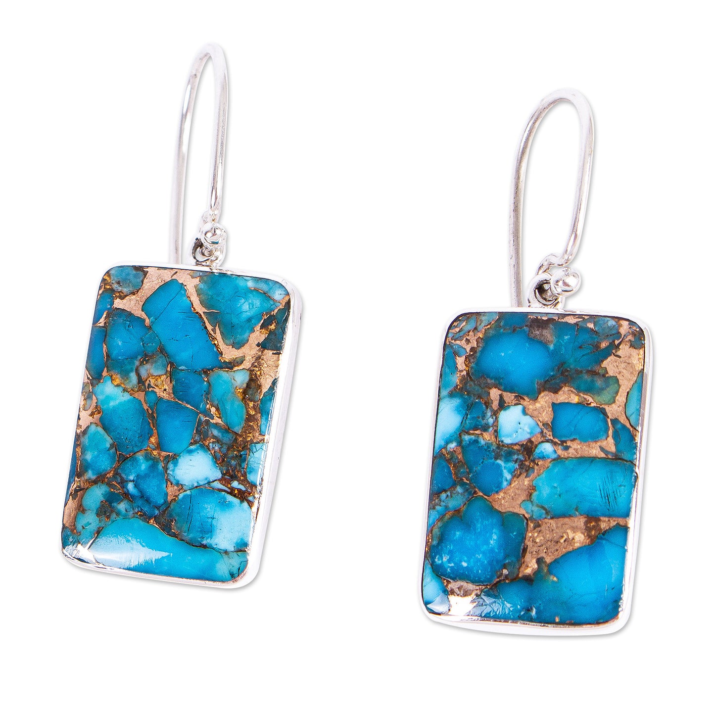 Elegant Skies Taxco Composite Turquoise Dangle Earrings from Mexico