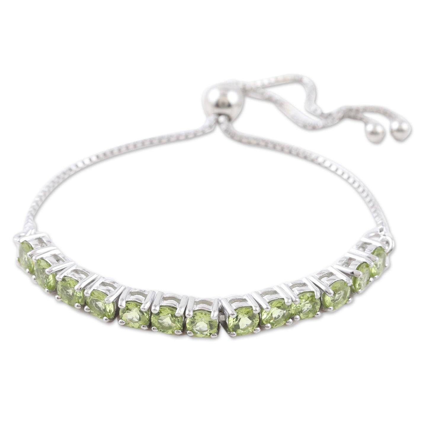 Sunbathe in Green Rhodium-Plated Peridot Pendant Bracelet