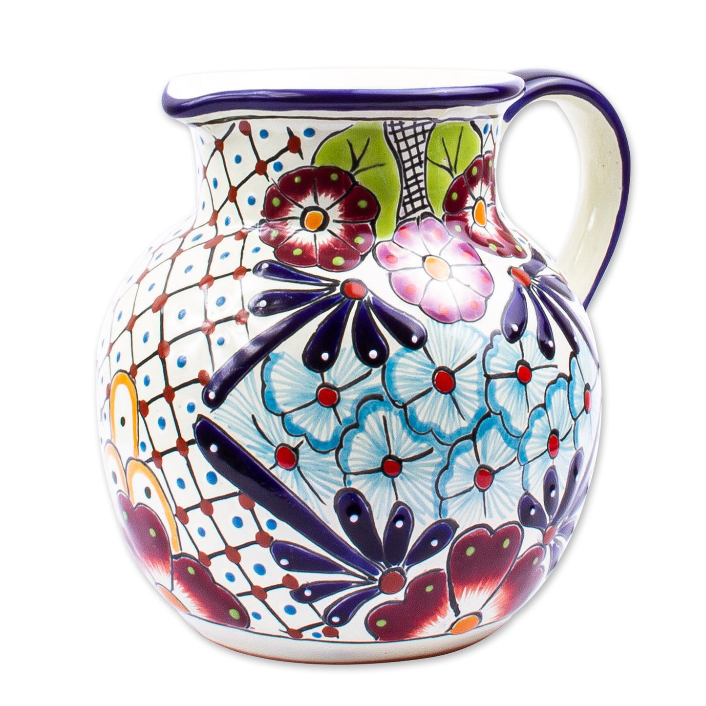 Colors of Mexico Colorful Talavera-style Ceramic Pitcher