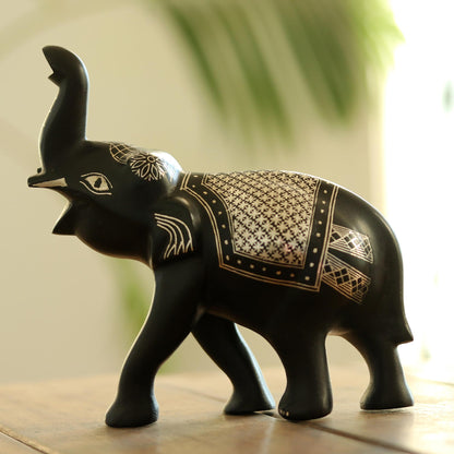 Colonel Elephant Traditional Indian Silver Inlay Bidriware Elephant Figurine