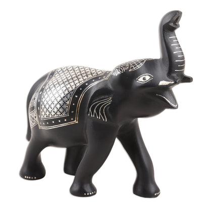 Colonel Elephant Traditional Indian Silver Inlay Bidriware Elephant Figurine