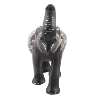 Colonel Elephant Traditional Indian Silver Inlay Bidriware Elephant Figurine