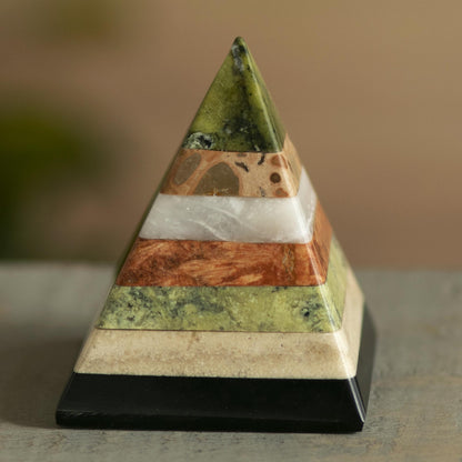 Spirit Pyramid Layered Gemstone Pyramid Sculpture from Peru