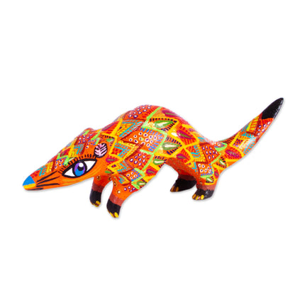 Rainbow Pangolin Hand Crafted Copal Wood Pangolin Alebrije from Mexico